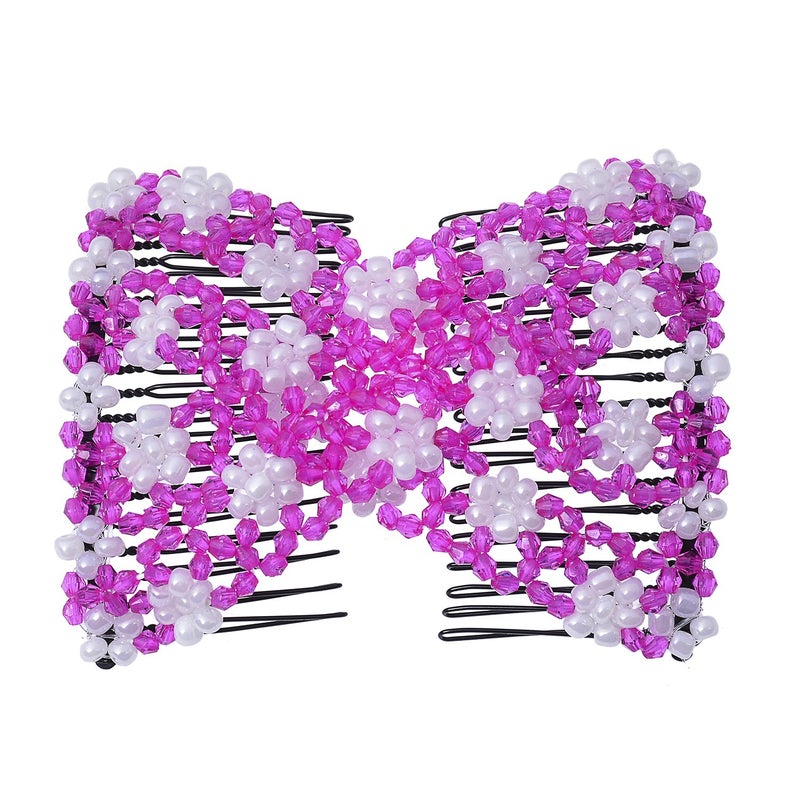 LOVEF Elastic Double Combs with Plastic Rose Flowers Hair Clips, Hair Holder/Easy Comb-8 Pcs - Image 4
